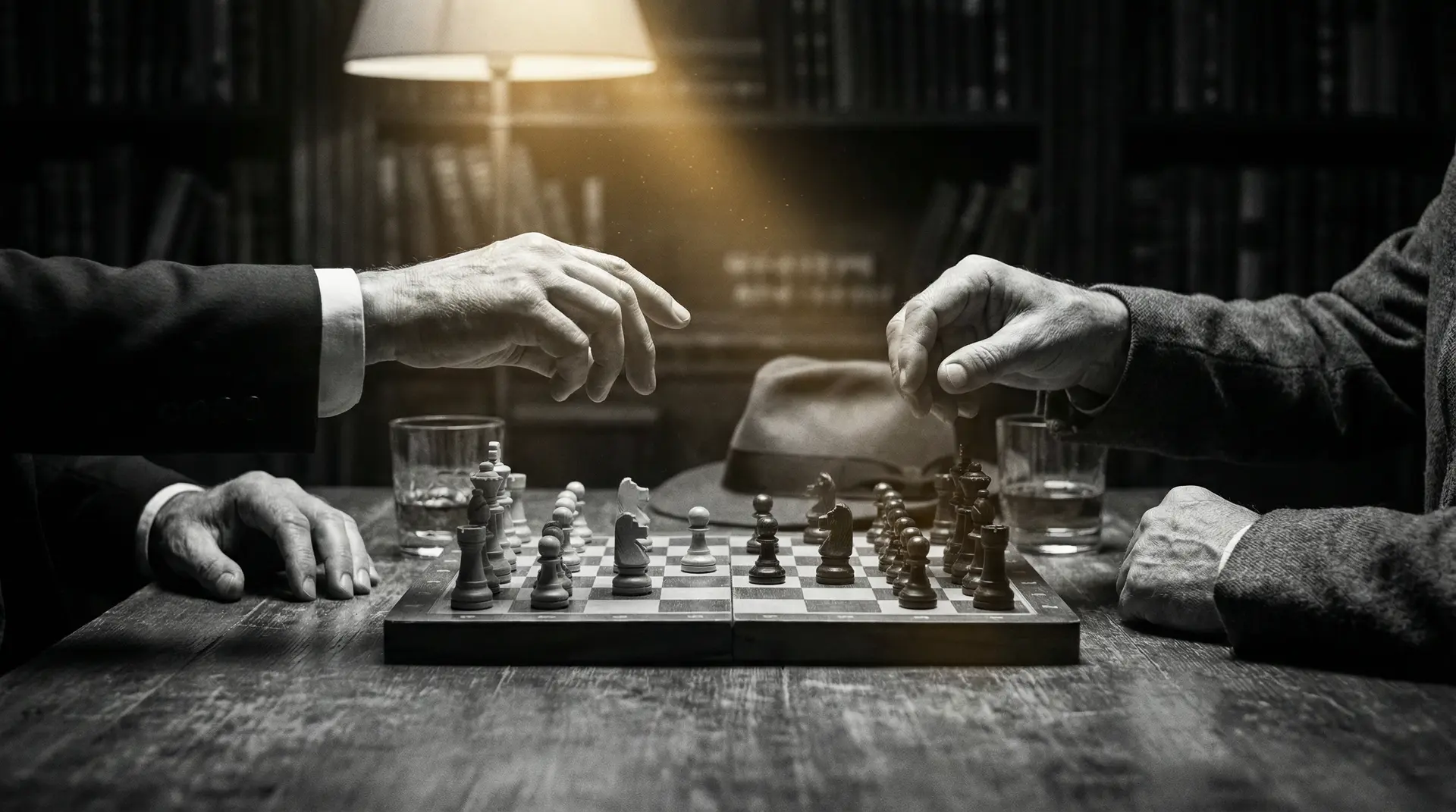 香山圣合集 艺术探索系列 - 非线性叙事，棋盘上的对弈象征命运的交错