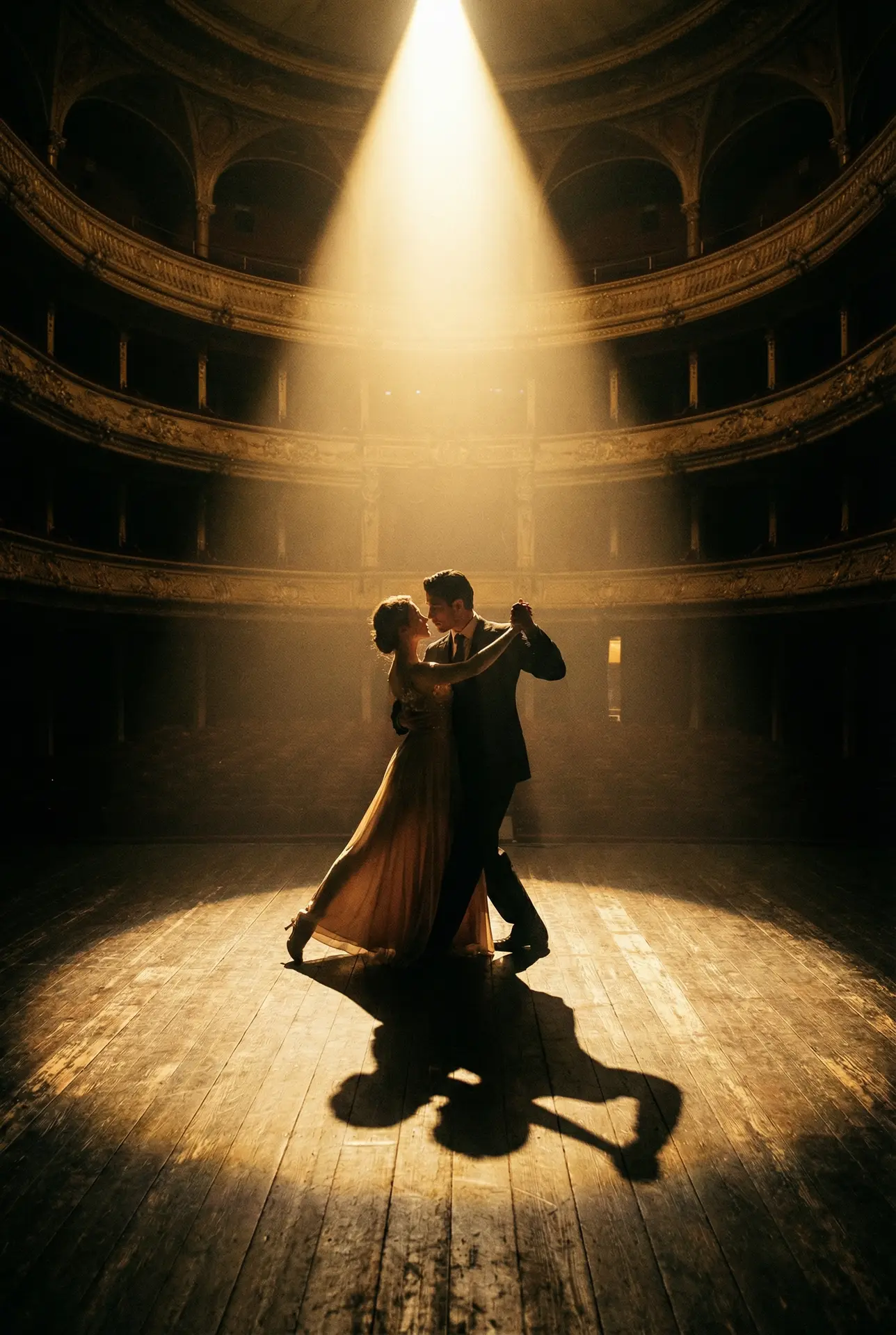 香山圣合集 获奖影片《最后的华尔兹》海报，剧院舞台上的双人舞